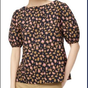 J.Crew Marlene leopard print puff sleeve blouse.